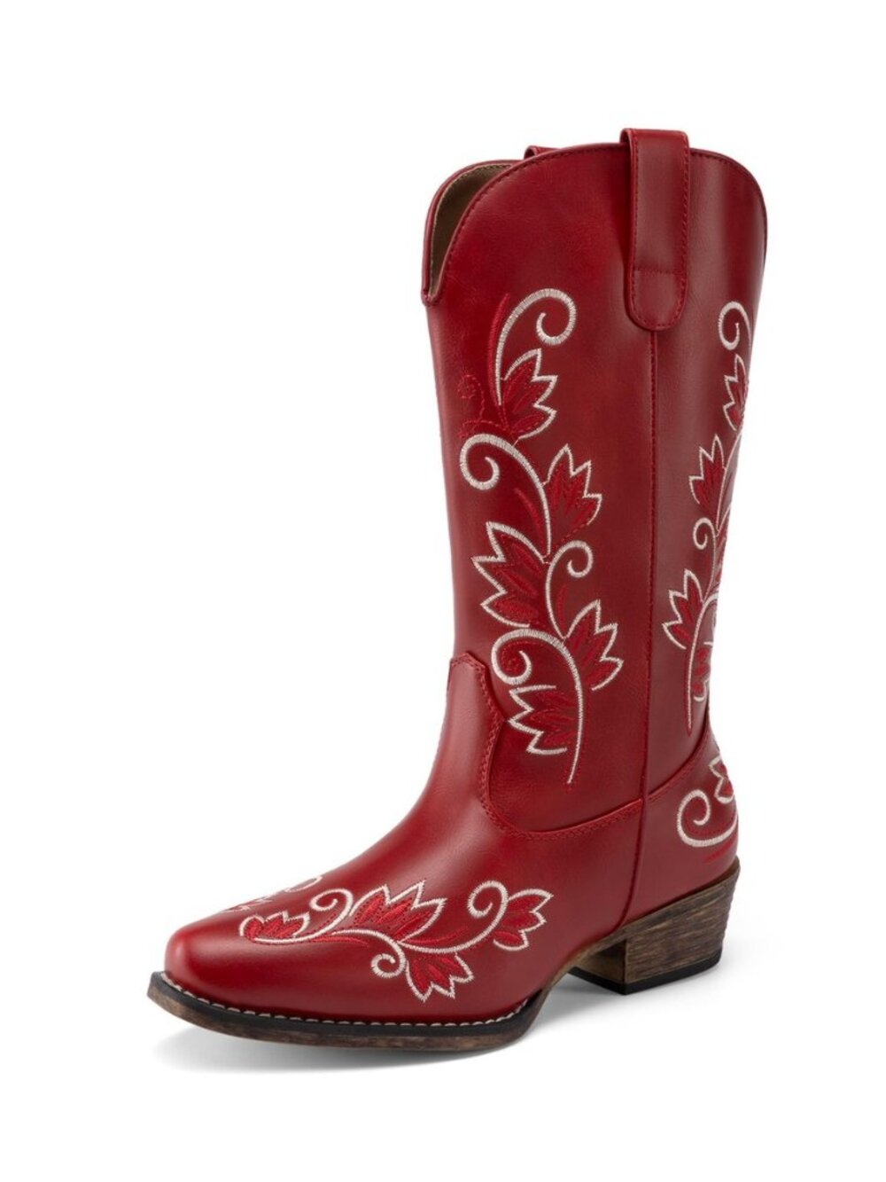 Women's Cowboy Cowgirl Western Mid Calf Boots Square Toe Embroidered Stitched